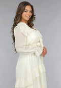 Ruched Maxi Jurk in Ecru