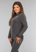 Zilveren Lange Mouwen Blouse met Glitter
