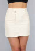 Redial Jeans  Beige Rok met Schuine Sluiting
