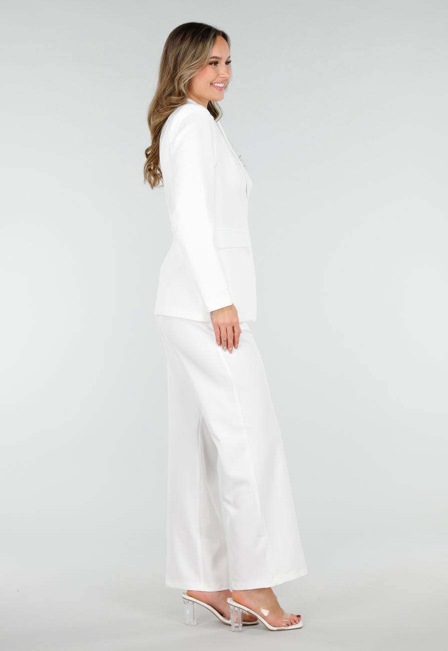 Witte Blazer met Gesp