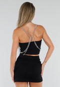 Zilverkleurige Bodychain met Choker en Verstelbare Rugsluiting