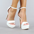 Witte Sandaletten met Plateau en Hoge Stiletto Hak