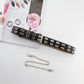Zwarte Riem met Dubbele Ringen en Ketting