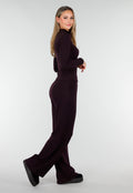 Aubergine Zachte Stretch Top met Lange Mouwen