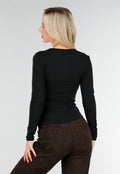 Zwarte Top met Cut Out en Gouden Detail