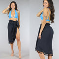 Franje Sarong in Zwart van Linnenlook
