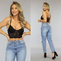 Zwarte Unpadded Kanten Bralette