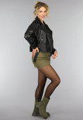 Zwart Biker Jack met Riem Details