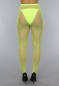 Neon Gele Panty met Klein Fishnet Patroon