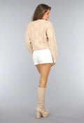 Beige Geblokte Trui