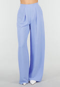 Lavendel Wide Leg Broek met Elastische Taille en Plooien