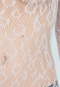Witte Mesh Bodystocking met Lange Mouwen en Stretch