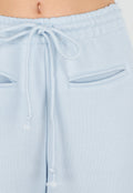 Lichtblauwe Barrel Fleece Joggingbroek met Trekkoord en Stretch