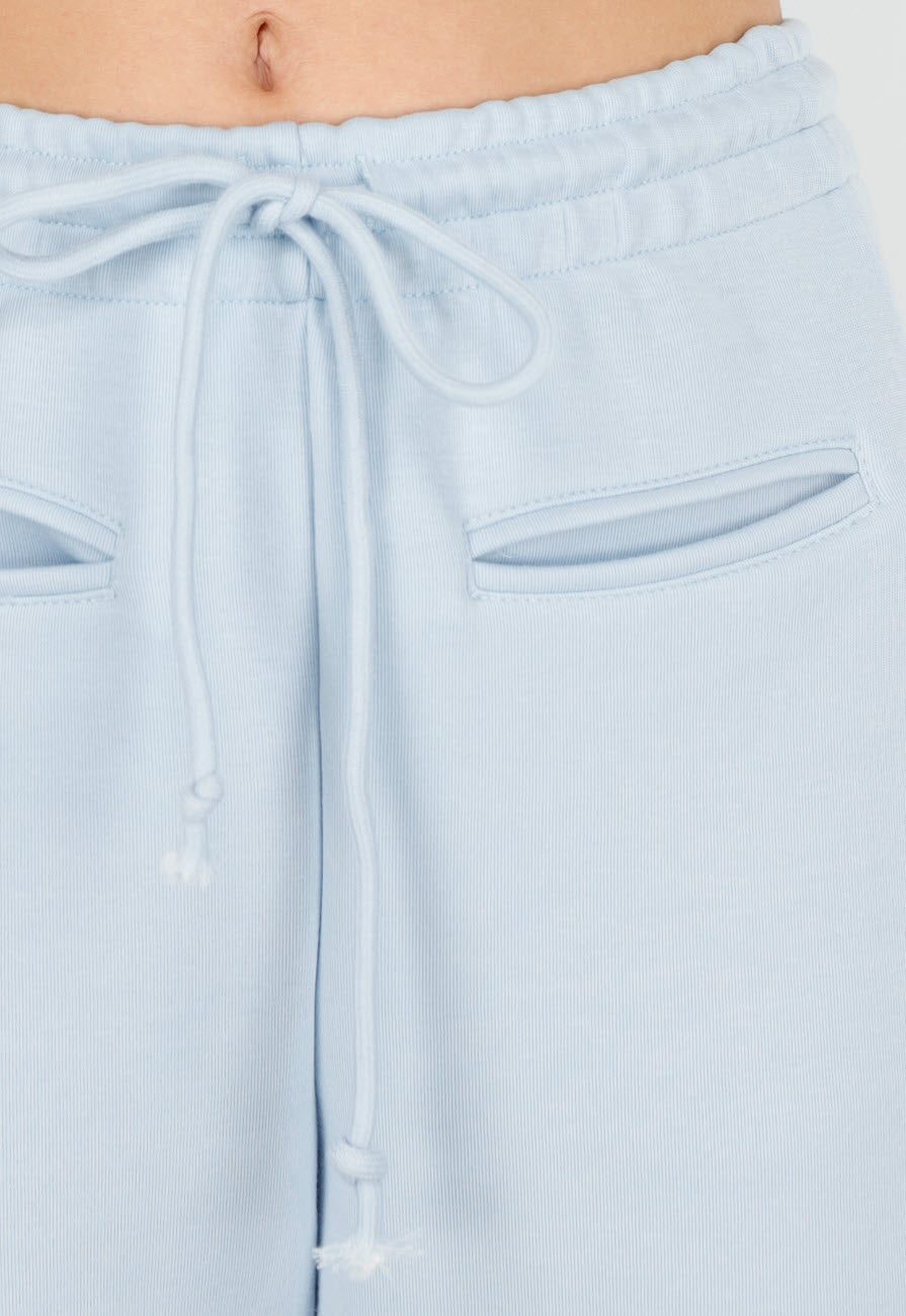 Lichtblauwe Barrel Fleece Joggingbroek met Trekkoord en Stretch