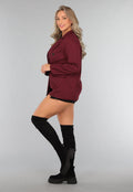 Burgundy Blazer met Zwarte Knopen