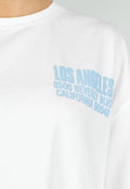 Wit T-shirt met Blauwe Backprint, Ronde Hals en Korte Mouwen
