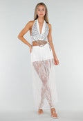 Zilverkleurige Bodychain met Strass Stenen en Kettingen