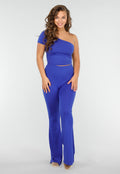 Koningsblauwe Stretch One Shoulder Crop Top
