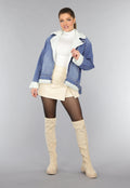 Redial Jeans  Lichtblauw Denim Teddy Biker Jasje