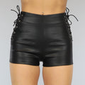 Lederlook Short met Veter Details