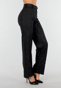 Zwarte Straight Leg Super Stretch Pantalon met Glitters