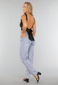 Zwarte Satin Top met Strikdetail