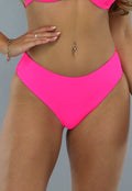 High Waist Bikini Broekje in Neon Roze