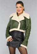 Donkergroene Cropped Lammy Coat