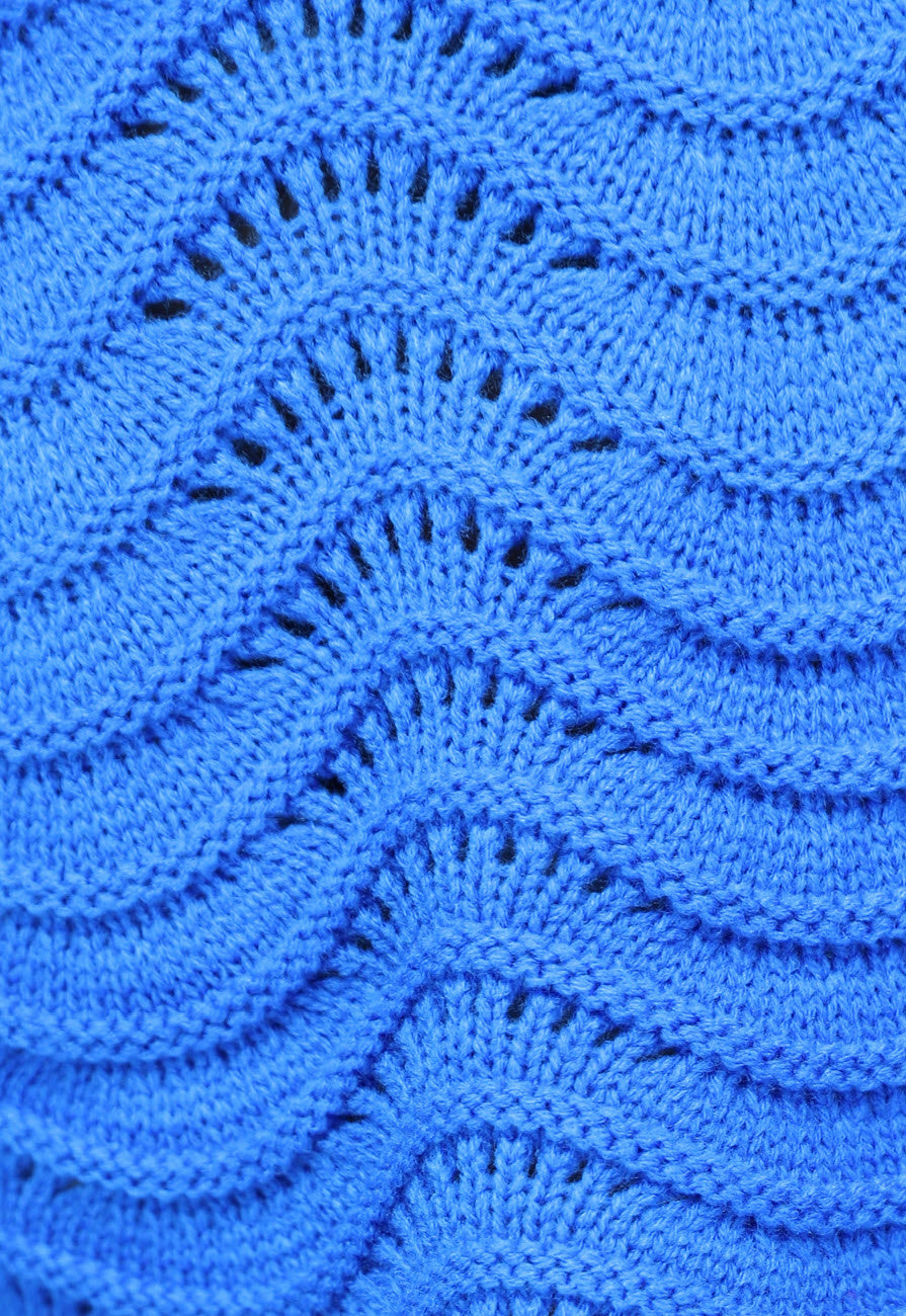 Blauw Golvend Cropped Truitje met Trompet Mouwen