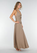 Taupe Halter Set met Geknoopte Top en Stretch