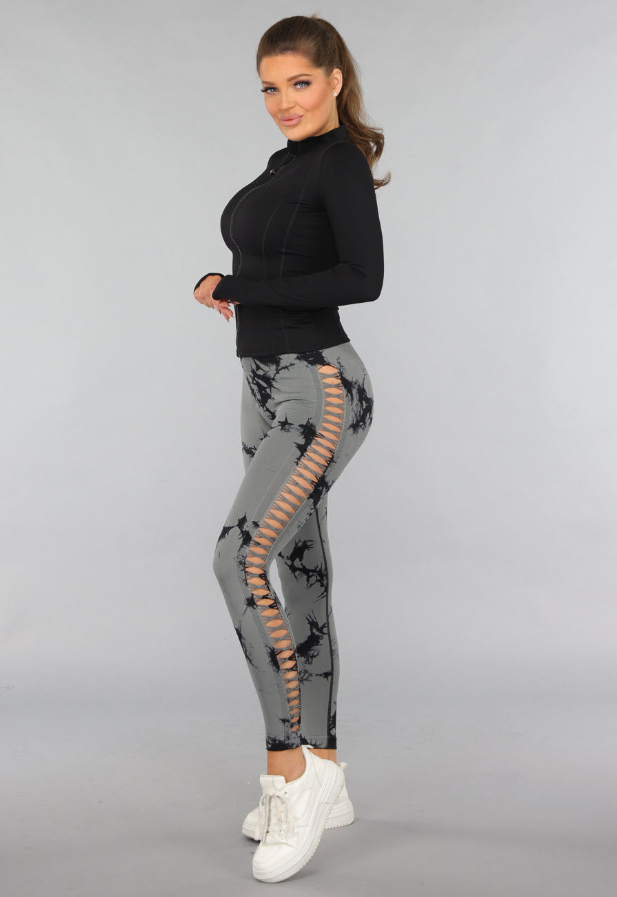 Yoga Legging met Cut Outs en Gevlekte Print