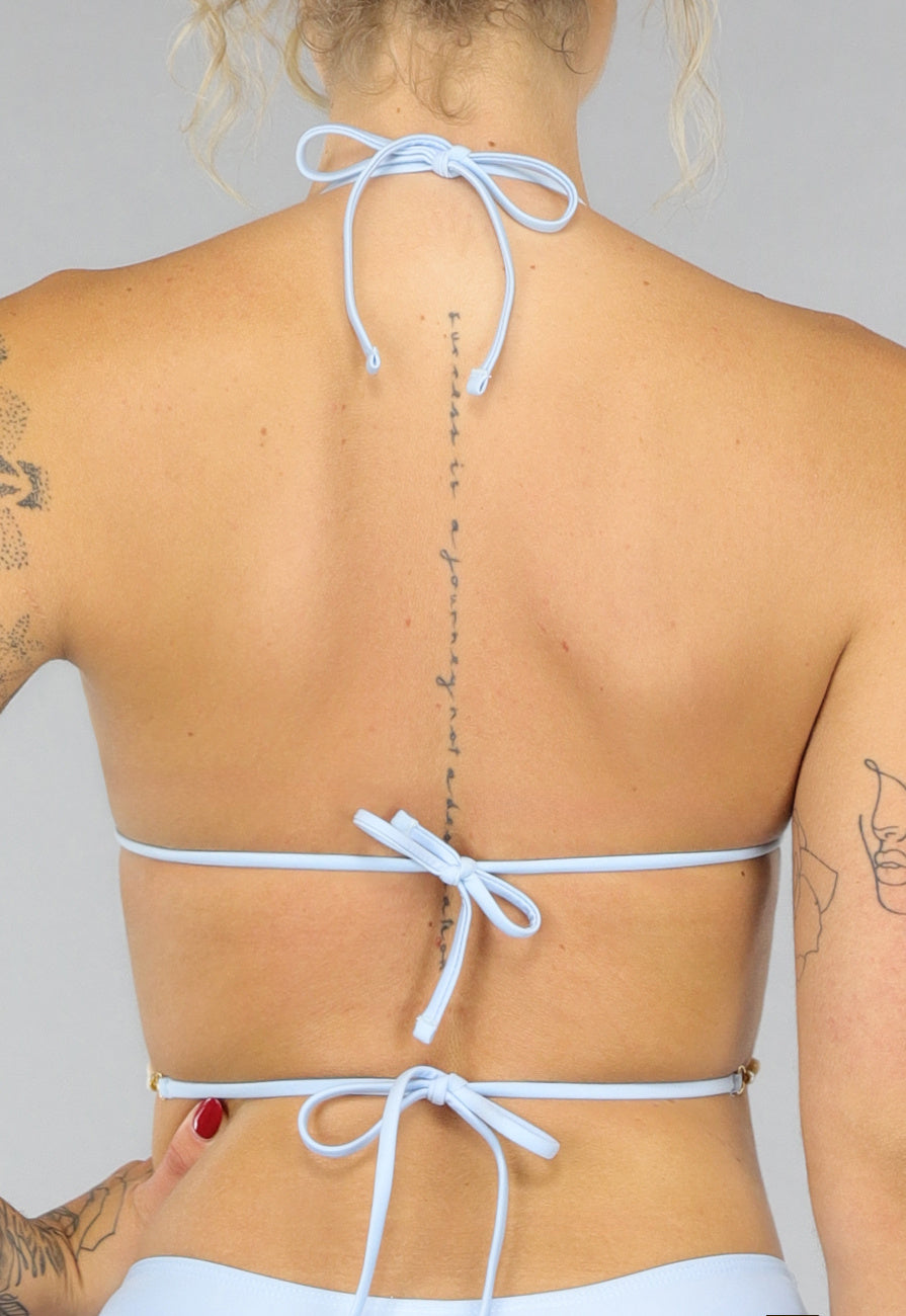 Lichtblauw Padded Triangel Bikinitopje met Schelpjes