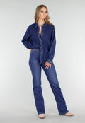 Redial Jeans  Donkerblauw Denim Overhemd met Oversized Pasvorm en Knoopsluiting