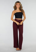 Bordeaux Wide Leg Broek met High Waist