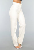 Rechte Aansluitende Offwhite Pantalon met Stretch