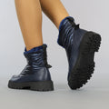 Donkerblauwe Snowboots met Grove Zool en Rits