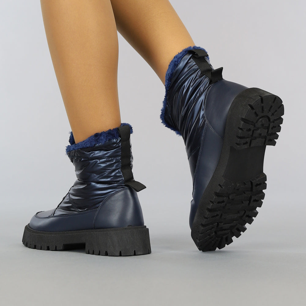 Donkerblauwe Snowboots met Grove Zool en Rits