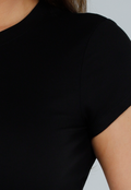 Zwart Basic Stretch T-Shirt met Korte Mouwen