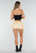 Gele Ballonshort met Zwarte Stippen en Elastische Taille