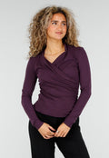 Paarse Overslag Top met Lange Mouwen