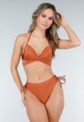 Bronzen Halter Bikinitop met Overslag
