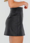 Zwarte Lederlook Skort met Stretch