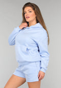 Blauwe Fleece Lounge Set met Short