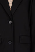 Zwarte Oversized Stretch Blazer met Schoudervullingen