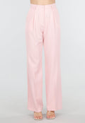 Lichtroze Wide Leg Pantalon met Plooien