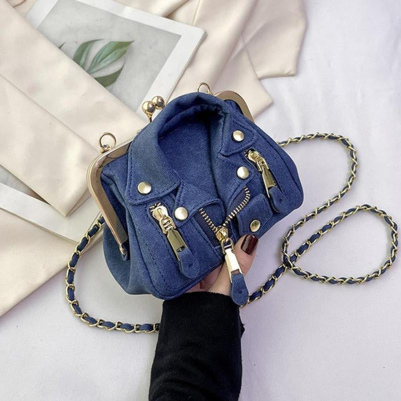 Donkerblauwe Crossbody Tas met Jas Ontwerp