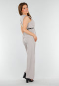 Grijze 2-Piece Set met Mouwloze Top en Wijde Rechte Broek