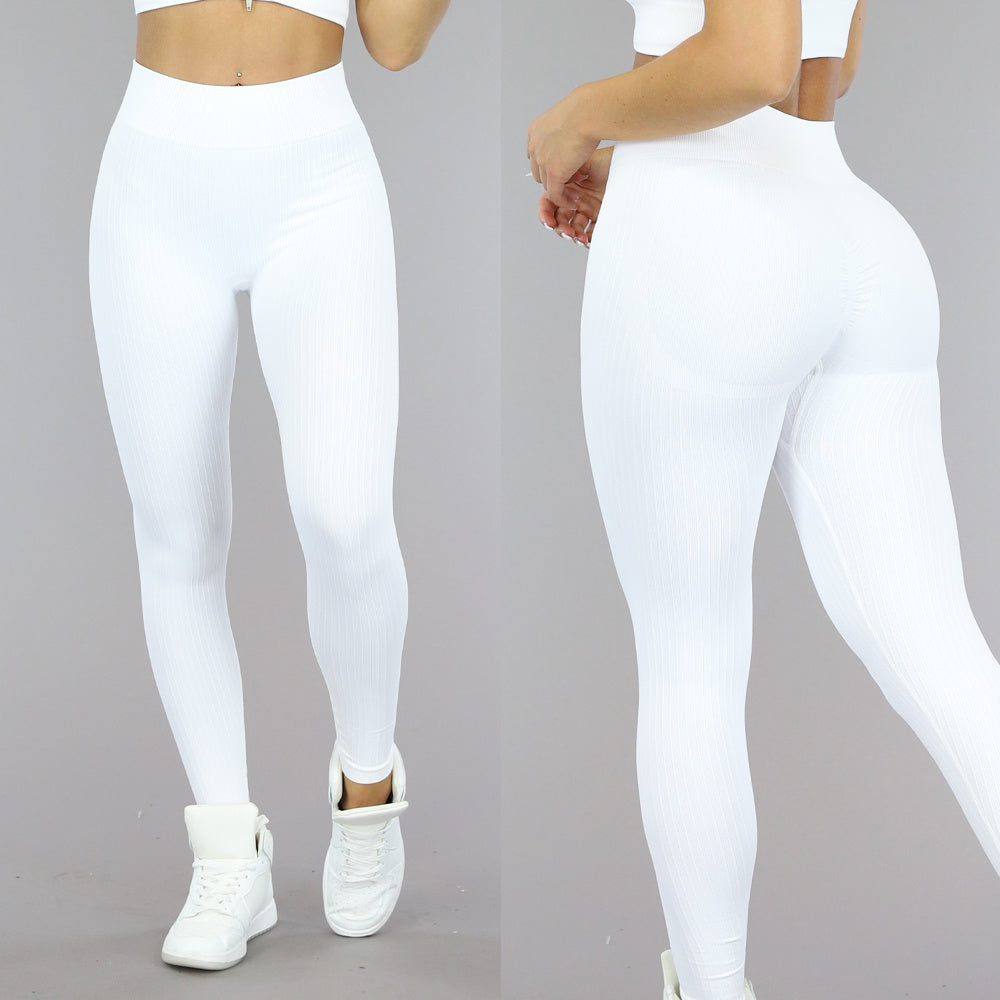 Witte Grove Rib Sport Legging met Scrunch