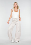 Gebroken Witte Body met Vierkante Hals en Stretch
