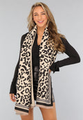 Panterprint Sjaal in Beige Kleur